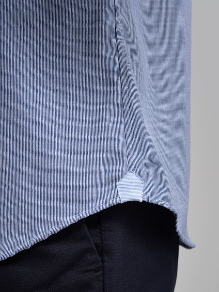 Camisa hombre azul media manga cuello abotonado