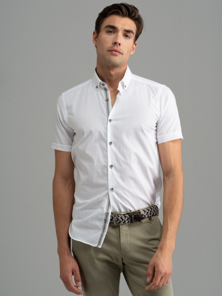 Camicia uomo bianca mezza manica collo button down