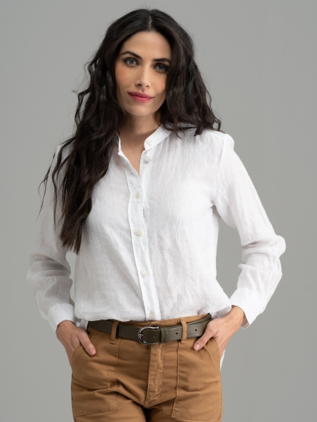 Camisa de lino teñida para mujer