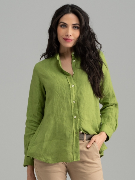 Camisa de lino teñida para mujer