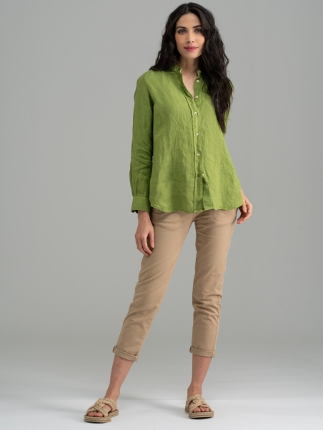 Camisa de lino teñida para mujer