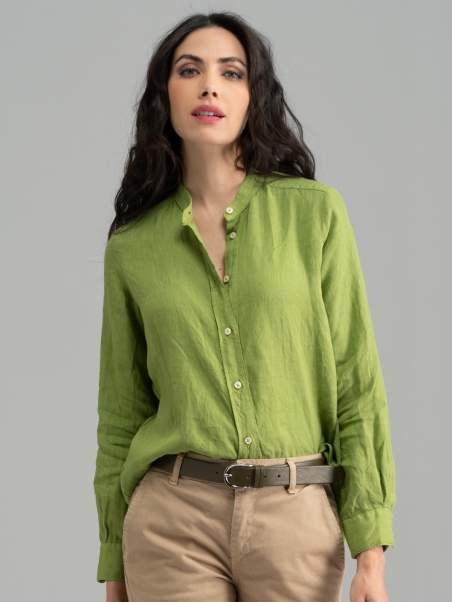 Camisa de lino teñida para mujer