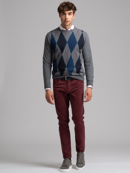 Jersey de cuello redondo para hombre con rombos e incrustaciones