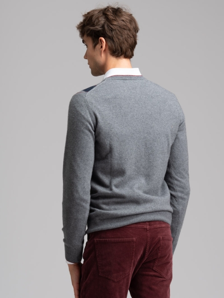 Jersey de cuello redondo para hombre con rombos e incrustaciones