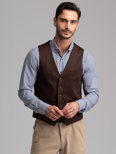 Gilet uomo sartoriale in tessuto diagonale