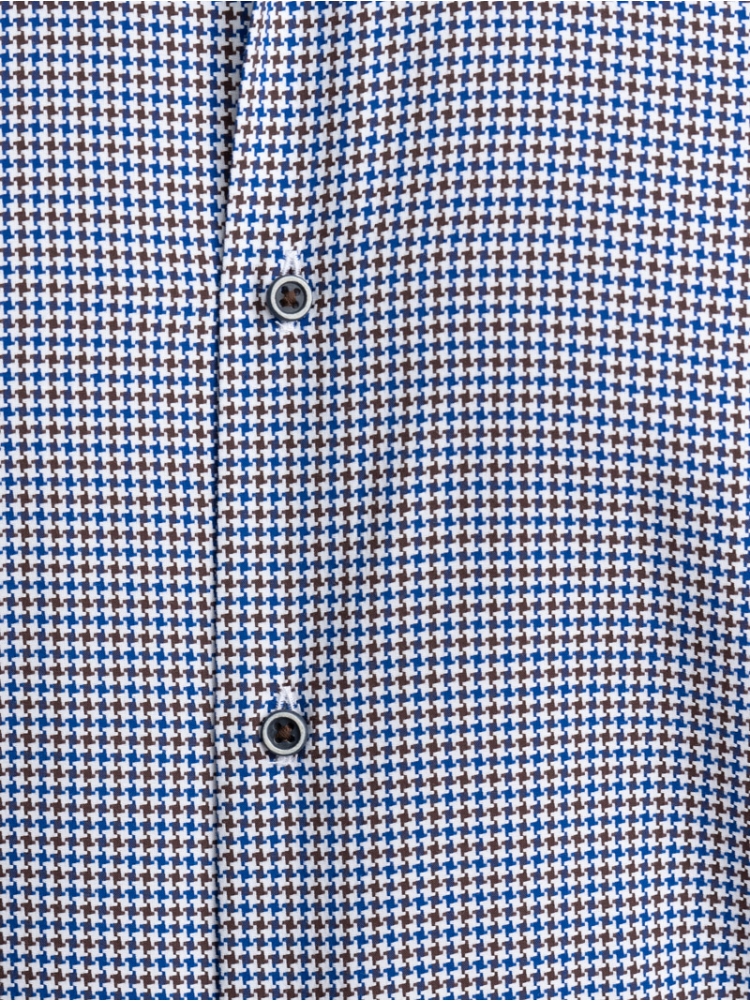 Camicia uomo fantasia pied de poule collo button down