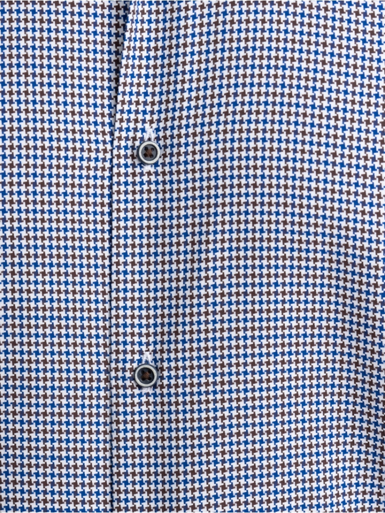 Camisa de hombre con estampado de pata de gallo y cuello abotonado