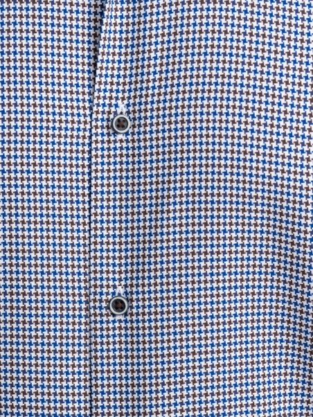 Camisa de hombre con estampado de pata de gallo y cuello abotonado