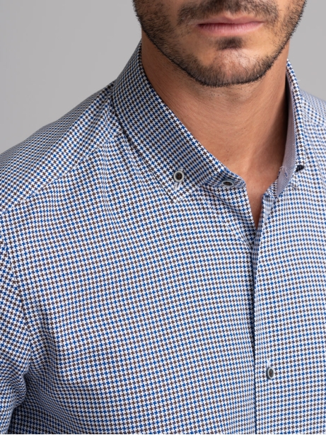 Camisa de hombre con estampado de pata de gallo y cuello abotonado 2