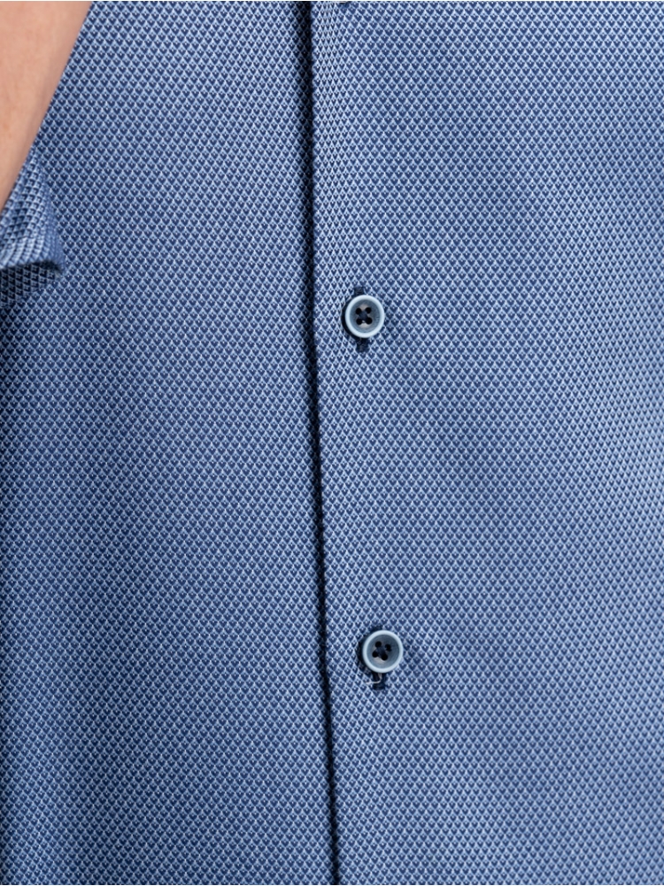Camisa de hombre azul fuerza aérea con cuello semifrancés reforzado