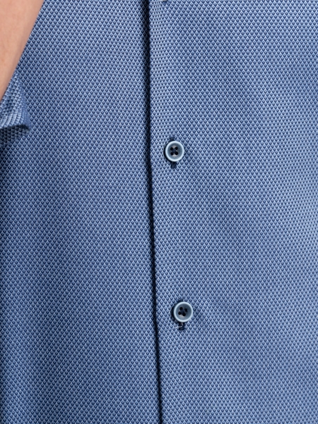 Camisa de hombre azul fuerza aérea con cuello semifrancés reforzado