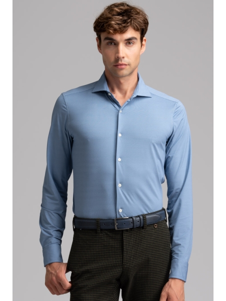 Camicia uomo TECNO bluette collo semi francese