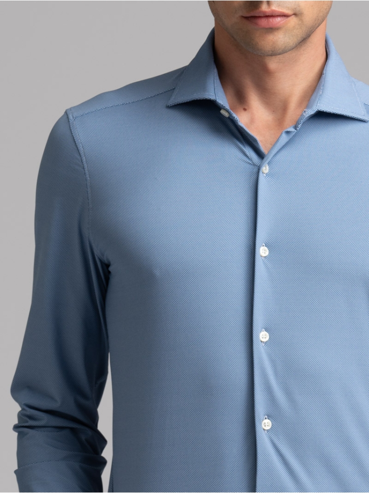 Camicia uomo TECNO bluette collo semi francese