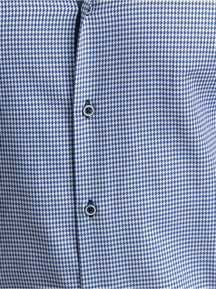 Camisa de pata de gallo para hombre con cuello abotonado