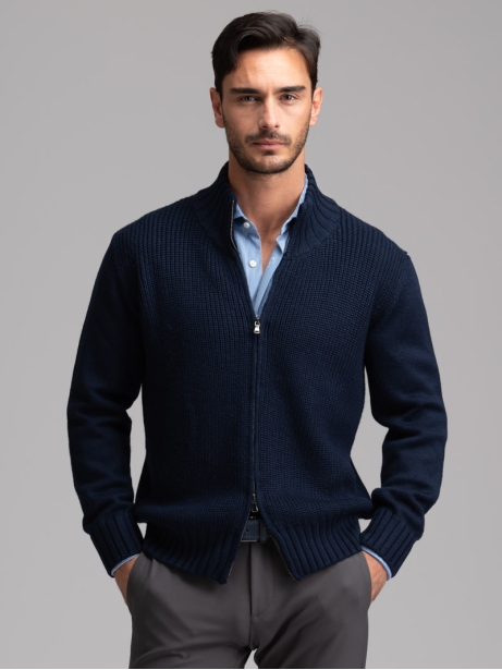 Jersey de cuello alto con mezcla de cachemira para hombre