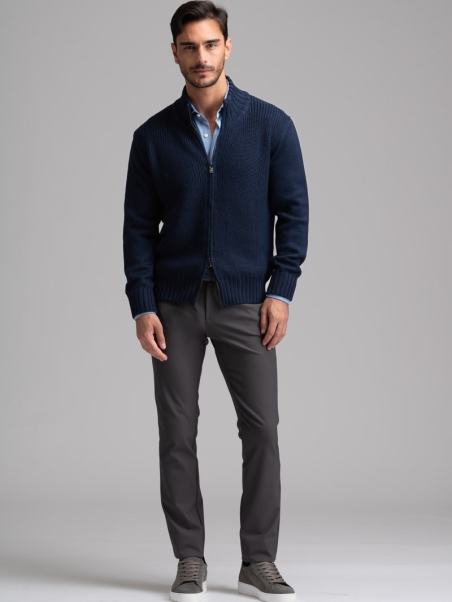 Jersey de cuello alto con mezcla de cachemira para hombre