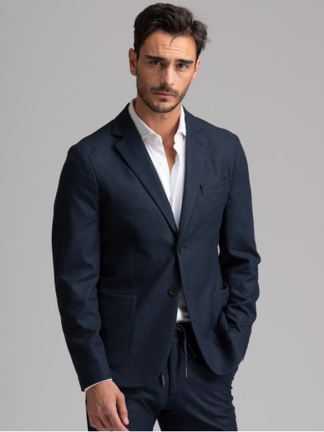 Chaqueta Príncipe de Gales de hombre en jersey azul
