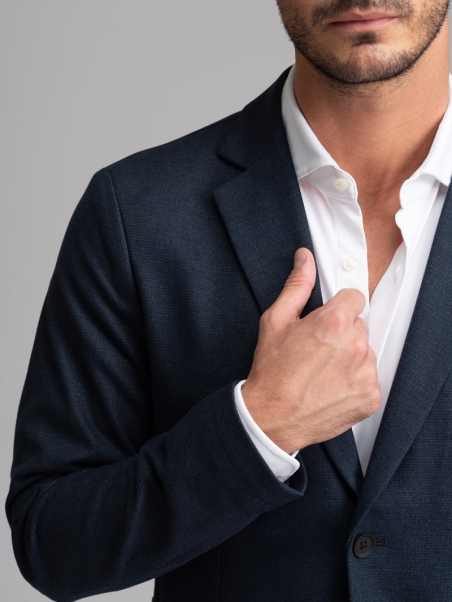 Chaqueta Príncipe de Gales de hombre en jersey azul