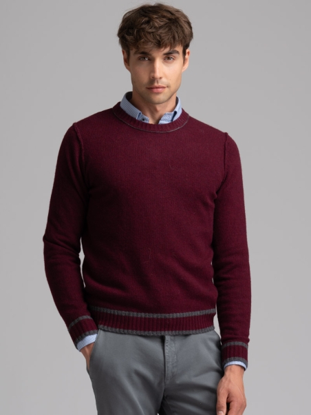 Jersey de cuello redondo para hombre con canalé y perfiles en contraste