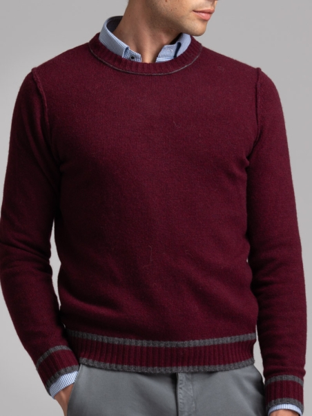 Jersey de cuello redondo para hombre con canalé y perfiles en contraste