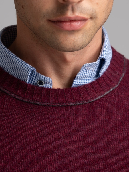 Jersey de cuello redondo para hombre con canalé y perfiles en contraste