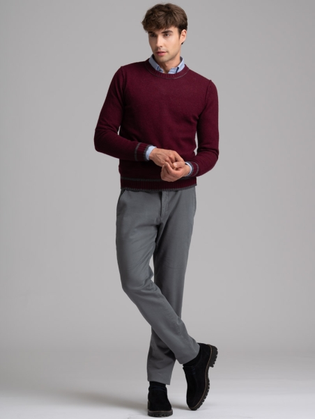 Jersey de cuello redondo para hombre con canalé y perfiles en contraste