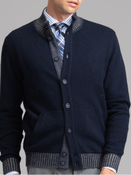 Chaqueta de punto de lana para hombre con botones y parches 2