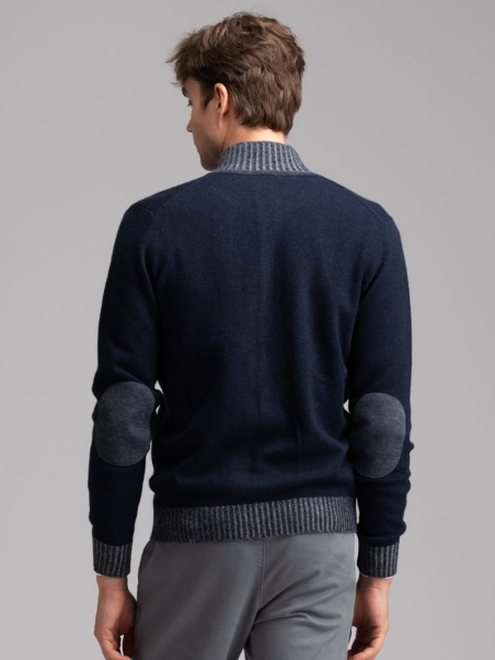 Chaqueta de punto de lana para hombre con botones y parches