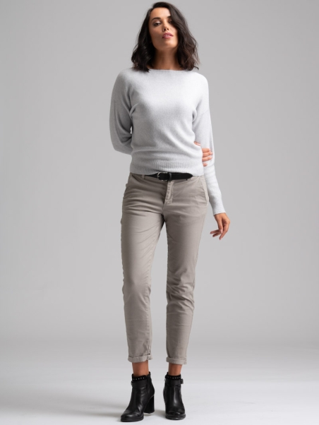 Pantalone donna chino in gabardina di cotone