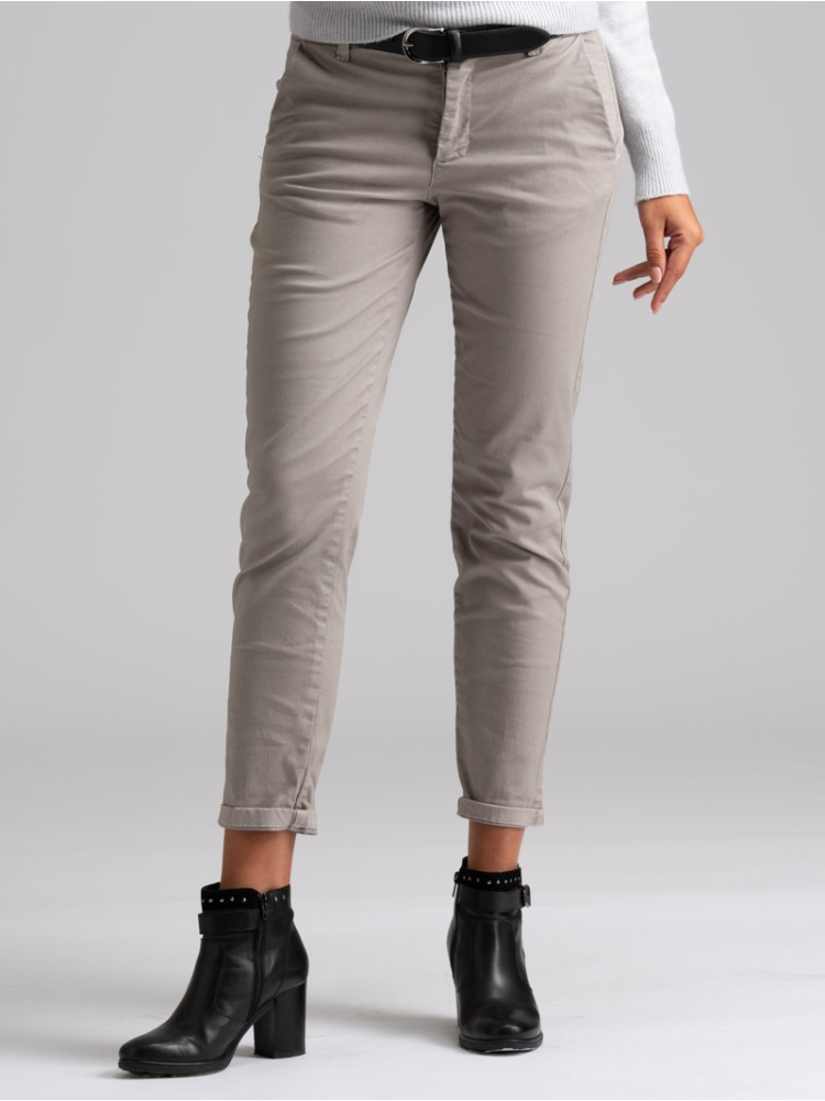 Pantalone donna chino in gabardina di cotone