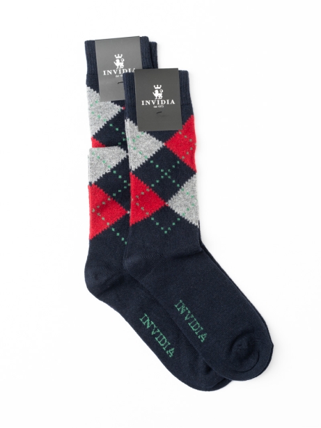 Calcetines de cachemira con estampado de rombos para hombre