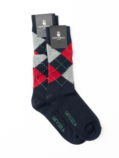 Calcetines de cachemira con estampado de rombos para hombre