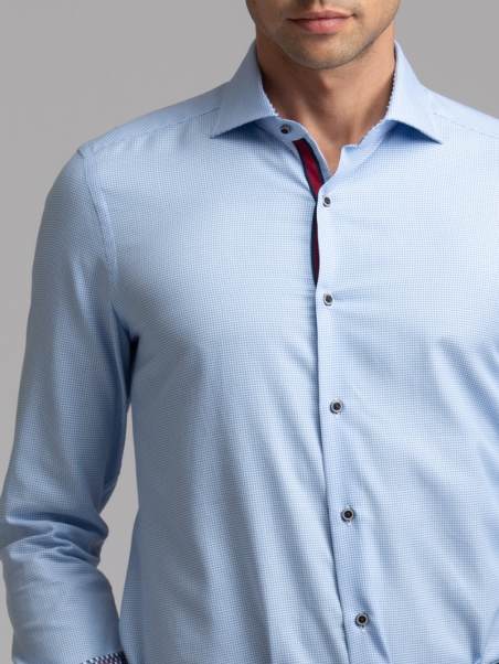 Camicia uomo azzurra armaturata collo semi francese