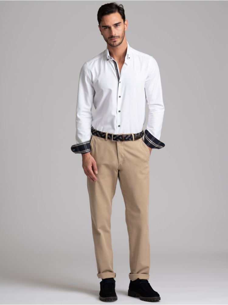 Camicia uomo bianca armaturata collo button down