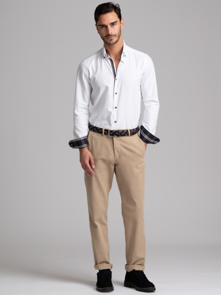 Camicia uomo bianca armaturata collo button down