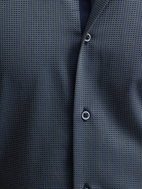 Camisa de lunares azul y verde cuello semifrancés para hombre
