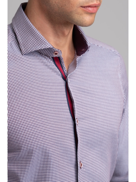 Camicia uomo pied de poule collo semi francese