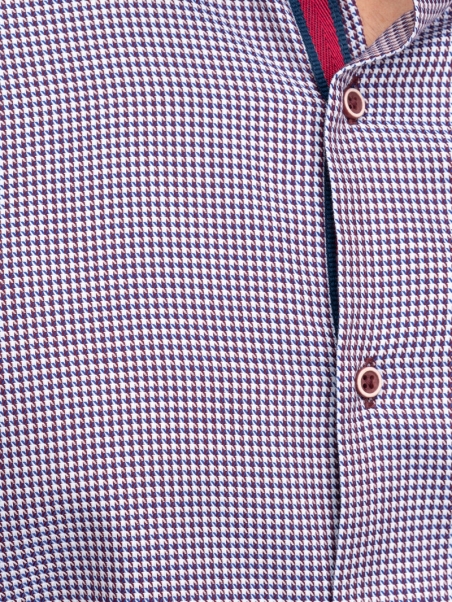 Camicia uomo pied de poule collo semi francese