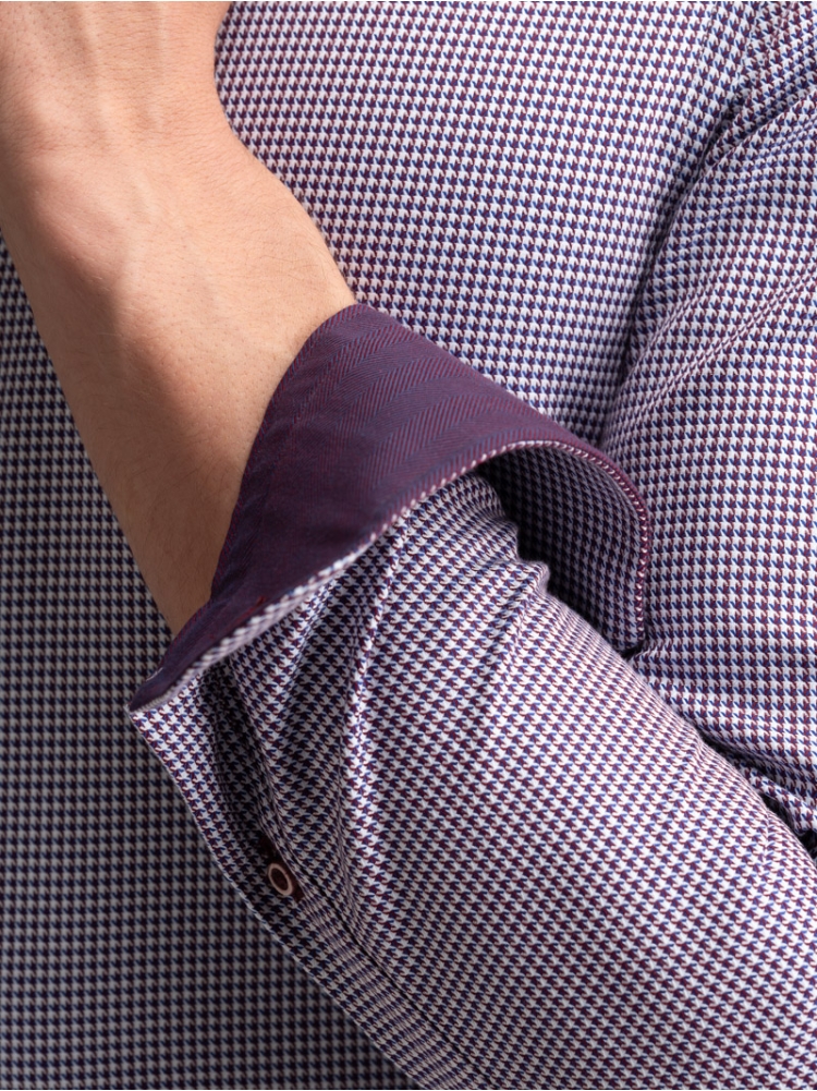 Camisa hombre pata de gallo cuello semifrancés