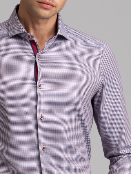 Camisa hombre pata de gallo cuello semifrancés