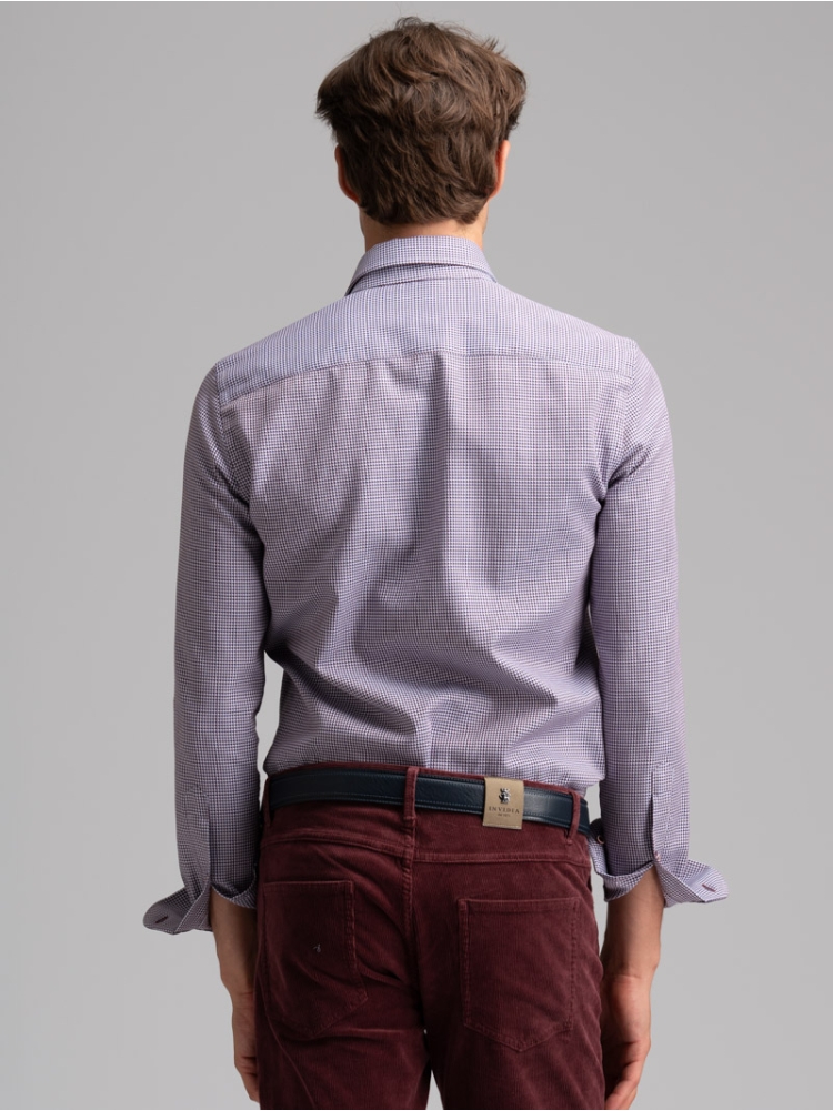 Camisa hombre pata de gallo cuello semifrancés