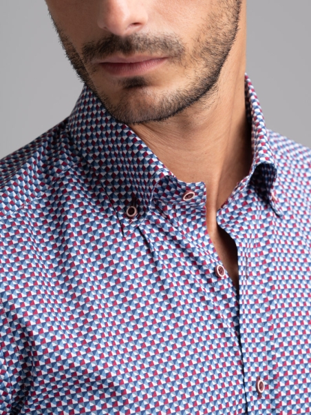 Camicia uomo fantasia geometrica collo button down