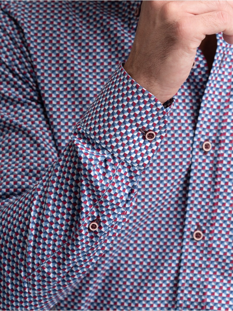 Camicia uomo fantasia geometrica collo button down