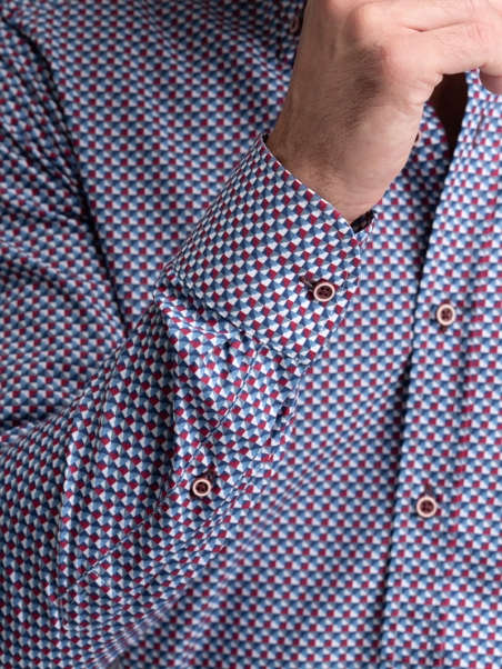 Camicia uomo fantasia geometrica collo button down