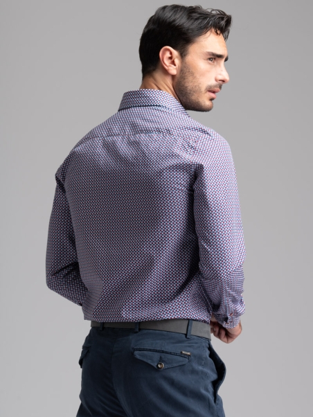 Camicia uomo fantasia geometrica collo button down