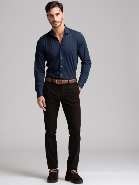 Camicia uomo TECNO armaturata blu collo semi francese