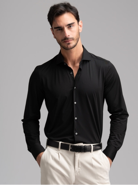 Camicia uomo TECNO armaturata blu collo semi francese 2