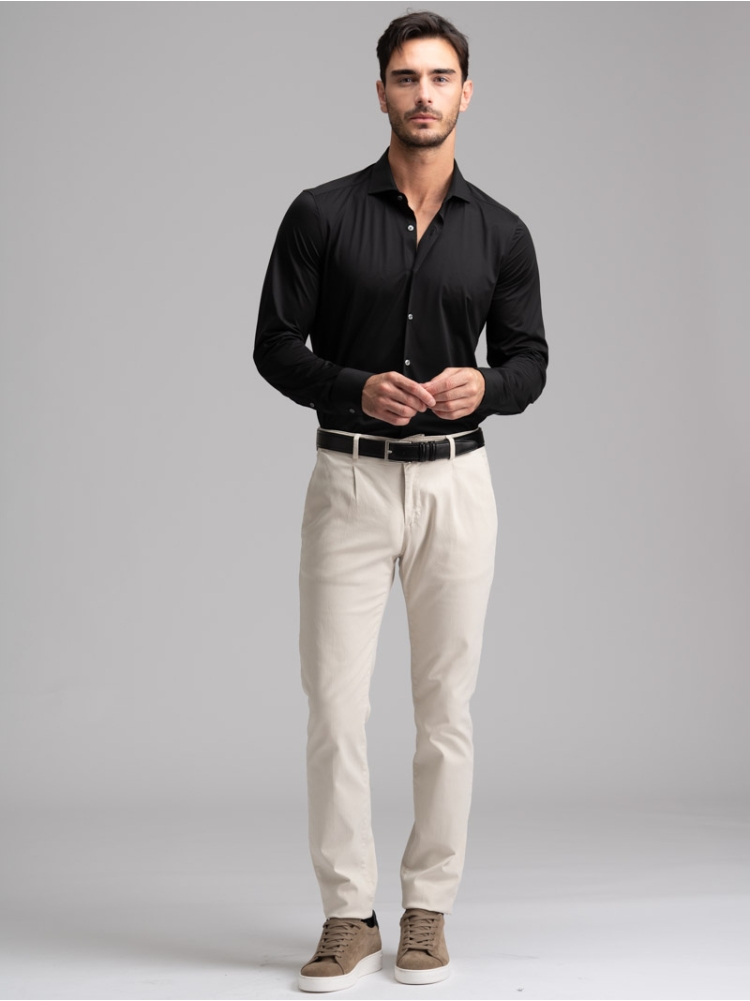 Camicia uomo TECNO armaturata nero collo semi francese