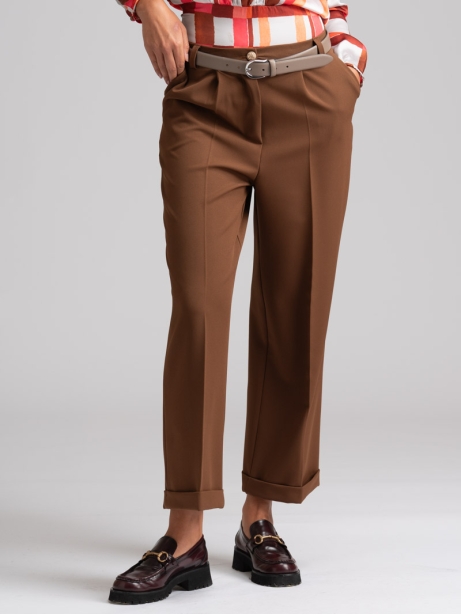 Pantalón palazzo de mujer en tejido Cavallery tabaco 2