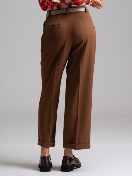 Pantalón palazzo de mujer en tejido Cavallery tabaco